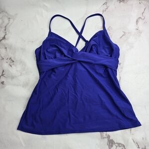 Athleta Swim Women 36 D 34 DD Purple Green Bathing Suit Wire Tankini Twist